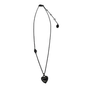 Juicy Couture Necklace Vintage Y2K Pave Heart Signed Gunmetal Black
